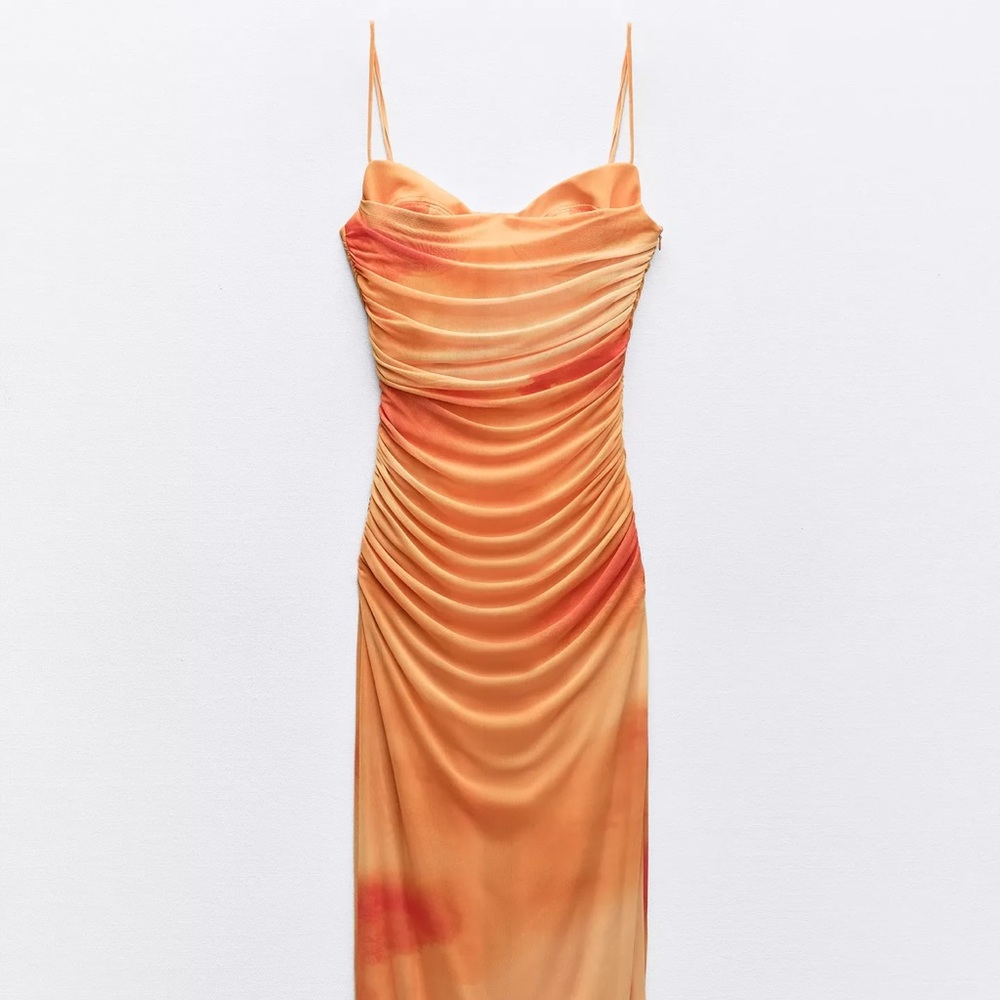 Zara Strapless Orange Dress